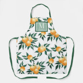 Tablier Orange Citrus Watercolor Monogram Name Apron (Recto)