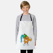 Tablier Orange comme Peintre avec pinceau (Porté)