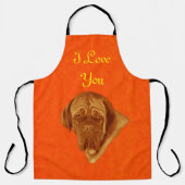 Tablier Orange Dogue Bordeaux Chien Design, (Recto)