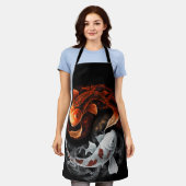 Tablier Orange Et Blanc Lucky Koi Poisson Japon Art (Porté)