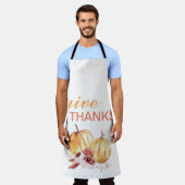 Tablier Orange et Rouge à la mode Merci et Citrouille (Porté)