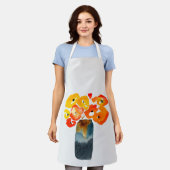 Tablier Orange fleurs de pavot aquarelle (Porté)