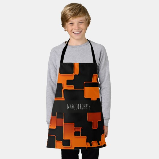 Tablier Orange labyrinthe créatif carrés Abstrait Motif (Porté)