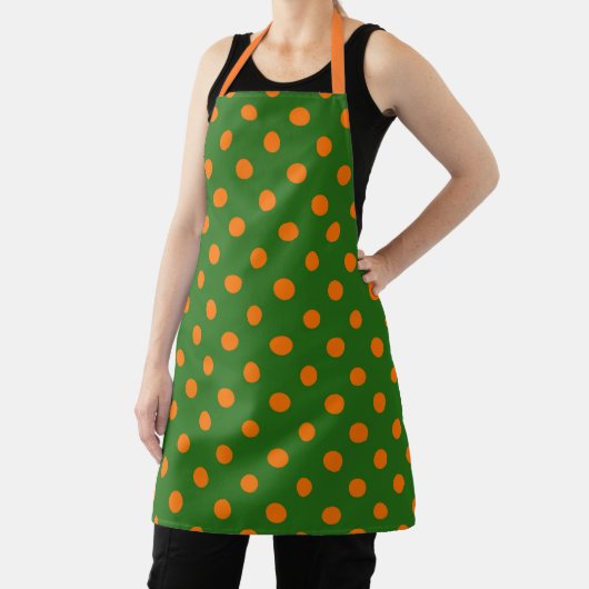 Tablier Orange On Green Polka Dots Pattern Design  (Insitu)