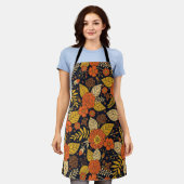 Tablier Orange rétro, Jaune & Marine Floral (Porté)