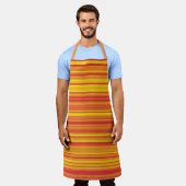 Tablier Orange rouge jaune rayures (Porté)