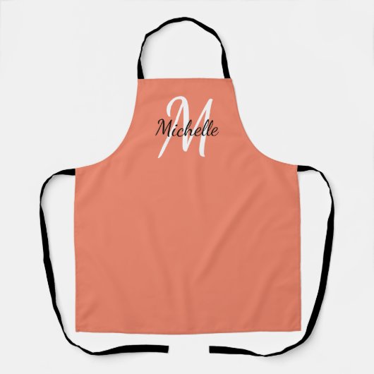 Tablier Orange Simple Monogramme Classique tendance (Recto)