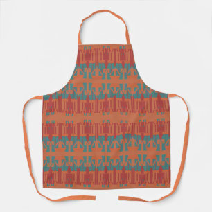 Tablier Orange Turquoise foncé Rouge Méditerranée Rangées