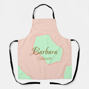 Tablier Orange vert pastel bohème ajouter nom lieu rustiqu