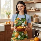 Tablier Oranges agrumes fleurs Nom personnalisé moderne