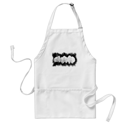 Tablier Orchidée blanche noire peinture à fleurs tropicale (Devant)