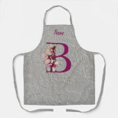 Tablier Orchidée Élégant Monogramme Initiale B Votre Nom   (Recto)