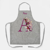 Tablier Orchidée Élégante Monogramme Initiale A Votre Nom (Recto)