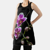 Tablier Orchidée rose blanc couleur sur noir pâle doux (Insitu)