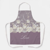 Tablier Orchidée violette florale romantique Amour (Recto)