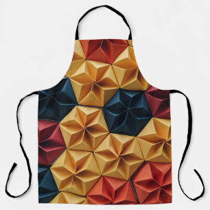 Tablier origami de fleurs rouges, jaunes et bleues