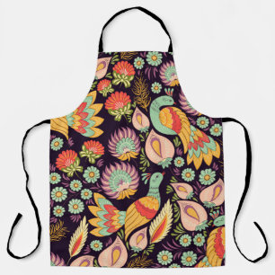 Tablier Ornement vintage Folk Floral Birds
