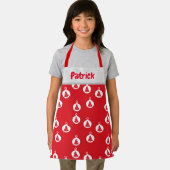 Tablier Ornements d'arbre blanc sur rouge (Insitu)