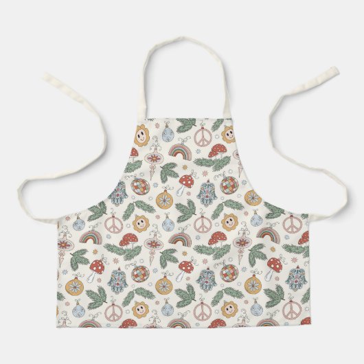 Tablier Ornements de Noël anciens et panneaux de paix (Recto)