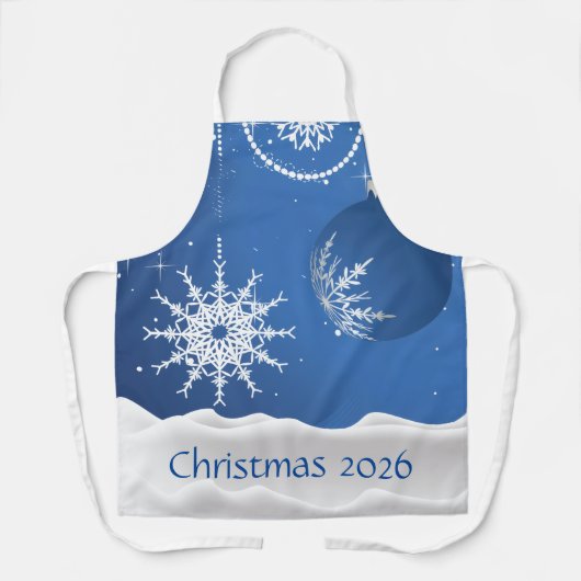 Tablier Ornements de Noël Flocon de neige 2026 Ajouter un  (Recto)