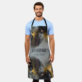 Tablier Ornements de Noël noir gris rétro (Porté)