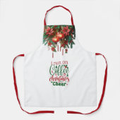 Tablier Ornements de Noël rouges et citation de cuisine (Recto)