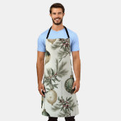 Tablier Ornements de Noël Sage Green et Gold (Porté)