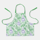 Tablier ornements de Noël vert violet toile (Recto)