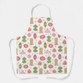 Tablier Ornements rétro - Pink Green Gold Noël (Recto)