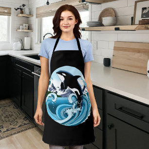 Tablier Orque Majestueux Épaulard Baleine Vagues Bleues Oc
