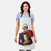 Tablier Os de l'amant � Squelette romantique drôle (Porté)
