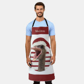 Tablier Ostrich de Noël joyeux avec chapeau de Père Noël (Porté)