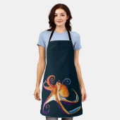 Tablier Otopus vie marine aquarelle art (Porté)