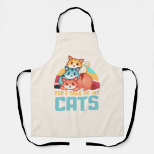 Tablier Oui, je parle à My Cats-Adorable Trio Cat Design 2