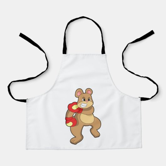 Tablier Ours à la boxe avec gants de boxe (Recto)
