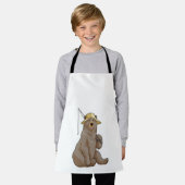 Tablier Ours à la pêche avec une baguette de pêche (Porté)