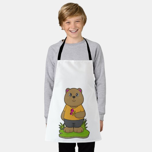 Tablier Ours aux fleurs (Porté)