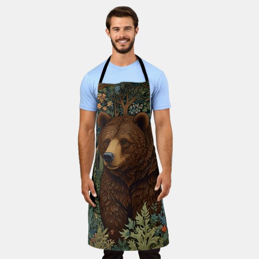 Tablier Ours brun rustique rétro (Porté)