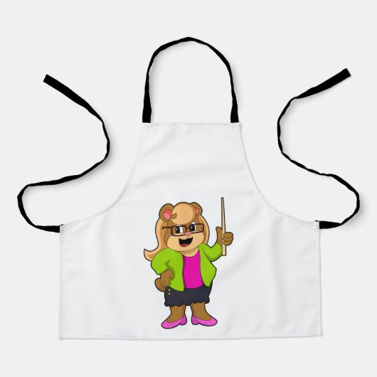 Tablier Ours comme enseignant avec lunettes (Recto)