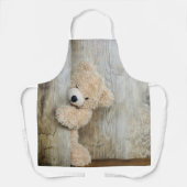 Tablier Ours Cute Stuffé Mur Rustique En Bois (Recto)