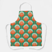 Tablier Ours de fleurs verts, menthe et orange (Recto)