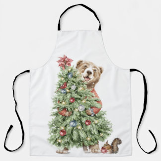 Tablier Ours de Noël avec arbre