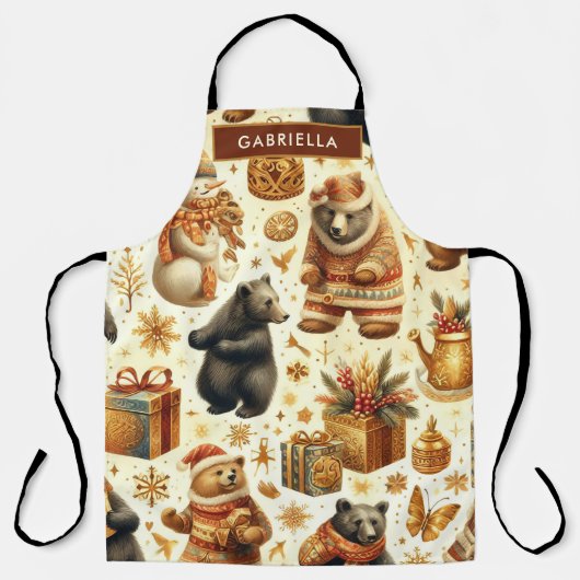 Tablier Ours de Noël Vintage (Recto)