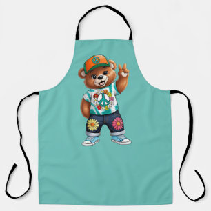 Tablier Ours en peluche avec tenue paisible décontractée 1