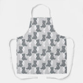 Tablier Ours en peluche gris, coeur rose, silhouette (Recto)