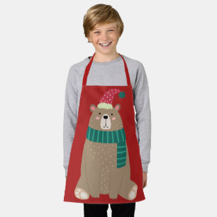 Tablier Ours en peluche mignon en écharpe en laine Noël