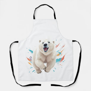 Tablier Ours Polaire Joyeux Jouant Amusant Jumping Air Joy