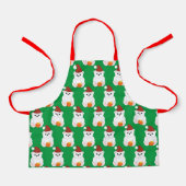 Tablier Ours polaire Noël chapeau de Noël mignon motif ver (Recto)