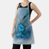 Tablier Ovations debout, fractale bleue turquoise abstrait (Insitu)