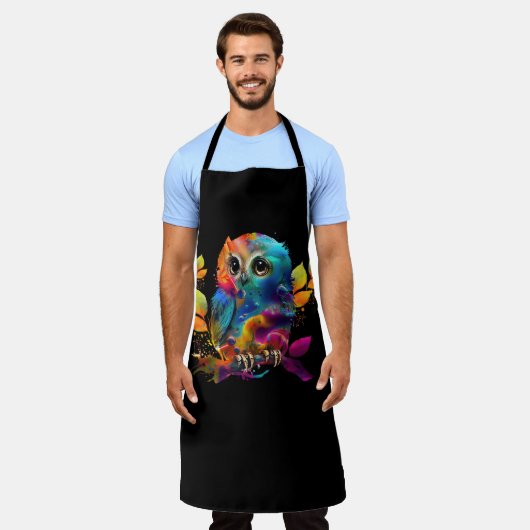 TABLIER OWL COLORÉ ABSTRAIT (Porté)